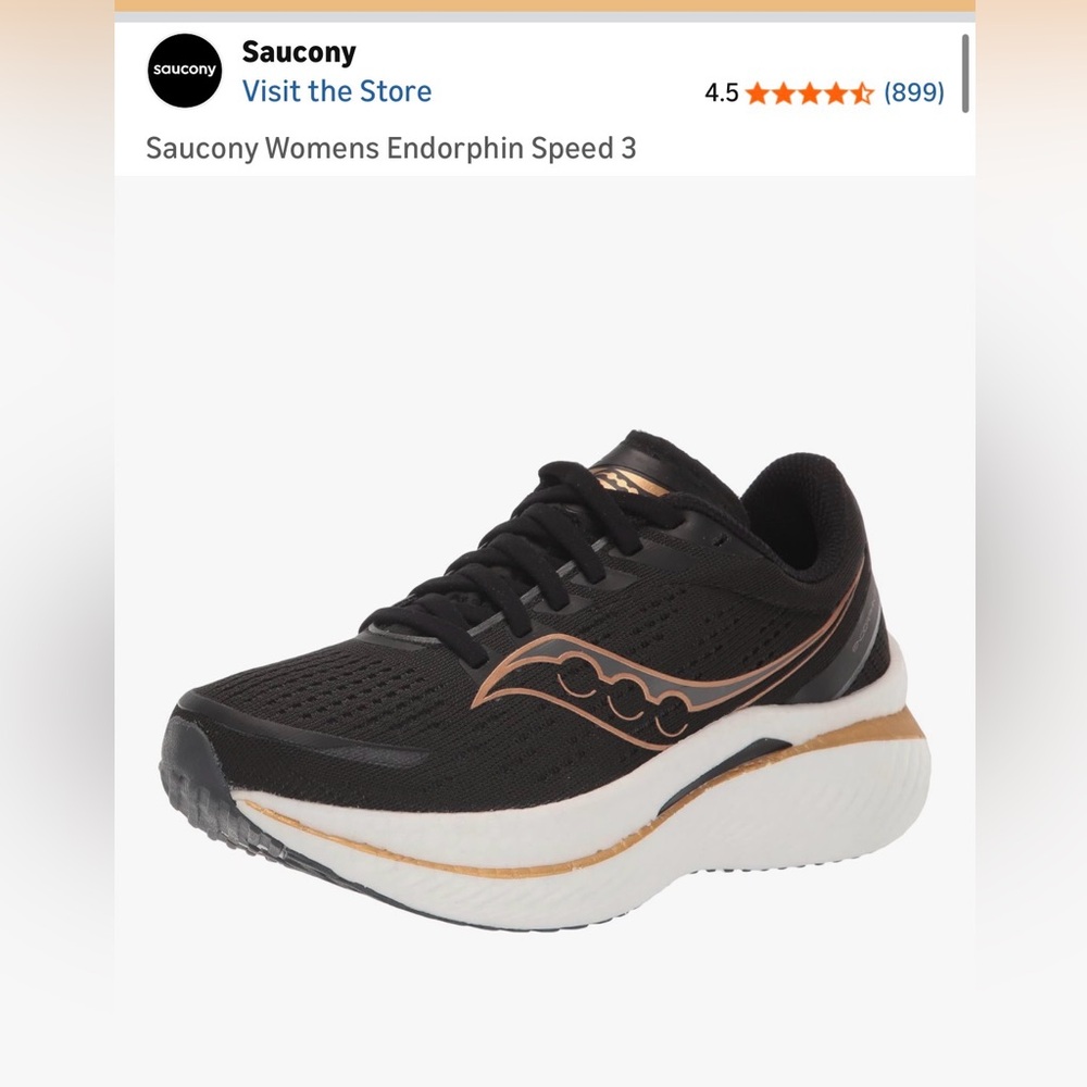 Saucony Endorphin Speed 3- Women's Black and Gold- Barely worn - Picture 8 of 8